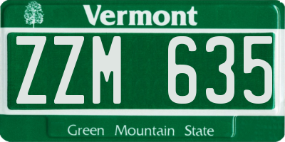 VT license plate ZZM635