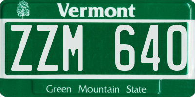 VT license plate ZZM640