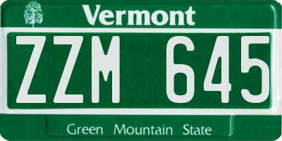 VT license plate ZZM645