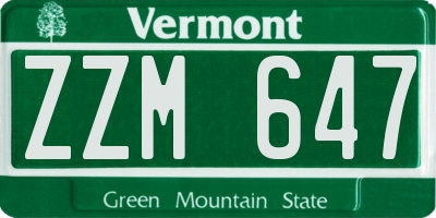 VT license plate ZZM647
