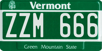 VT license plate ZZM666