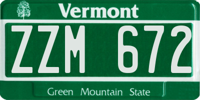 VT license plate ZZM672