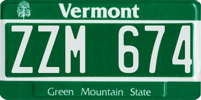 VT license plate ZZM674