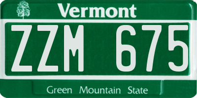 VT license plate ZZM675