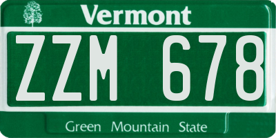 VT license plate ZZM678