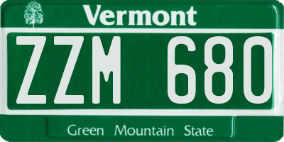 VT license plate ZZM680