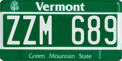 VT license plate ZZM689