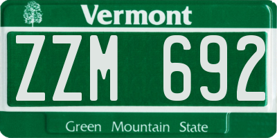 VT license plate ZZM692