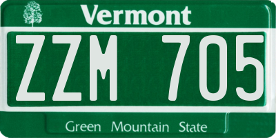 VT license plate ZZM705