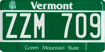 VT license plate ZZM709