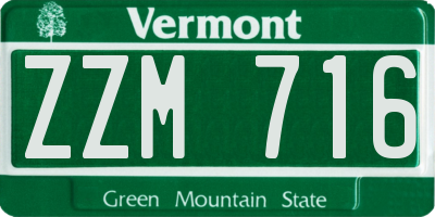 VT license plate ZZM716