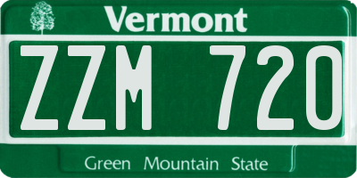 VT license plate ZZM720