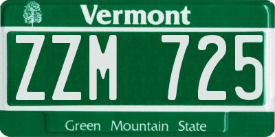 VT license plate ZZM725
