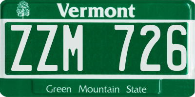 VT license plate ZZM726