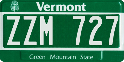 VT license plate ZZM727