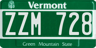 VT license plate ZZM728