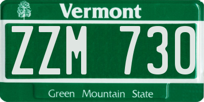 VT license plate ZZM730