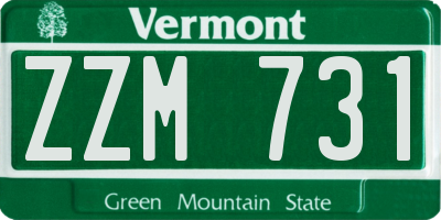 VT license plate ZZM731