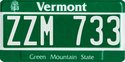 VT license plate ZZM733