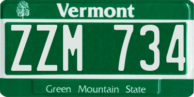 VT license plate ZZM734
