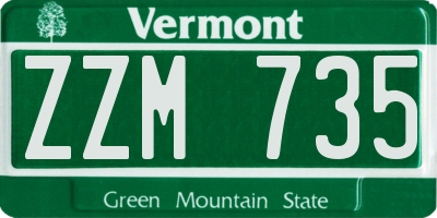 VT license plate ZZM735