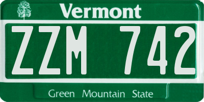 VT license plate ZZM742
