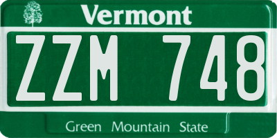 VT license plate ZZM748