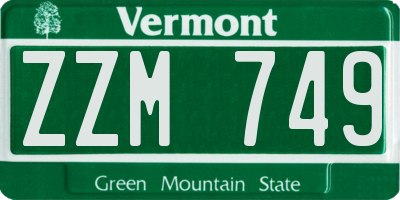 VT license plate ZZM749