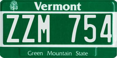VT license plate ZZM754