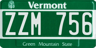 VT license plate ZZM756