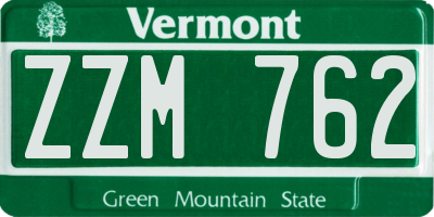 VT license plate ZZM762