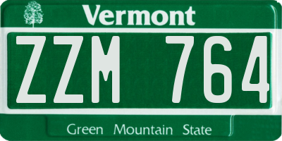 VT license plate ZZM764