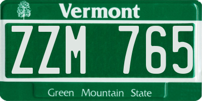 VT license plate ZZM765