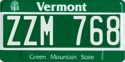 VT license plate ZZM768
