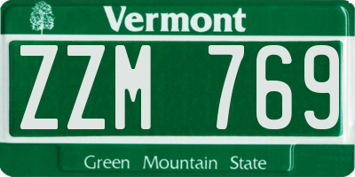 VT license plate ZZM769