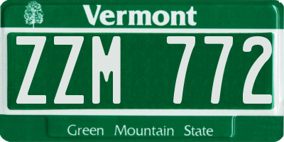 VT license plate ZZM772