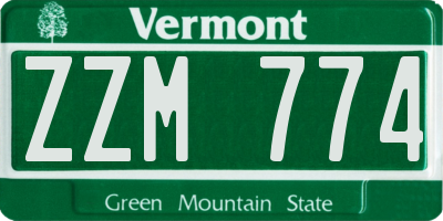 VT license plate ZZM774