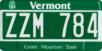 VT license plate ZZM784