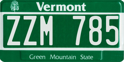 VT license plate ZZM785