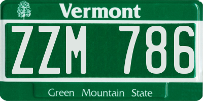 VT license plate ZZM786