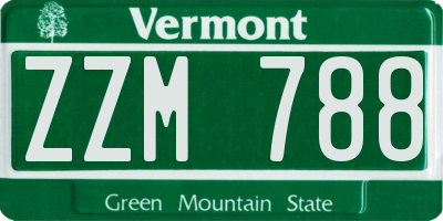 VT license plate ZZM788