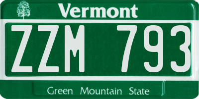 VT license plate ZZM793