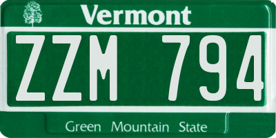 VT license plate ZZM794