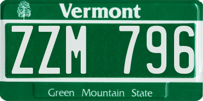 VT license plate ZZM796