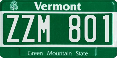 VT license plate ZZM801