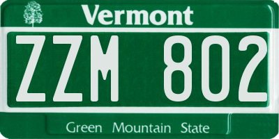 VT license plate ZZM802
