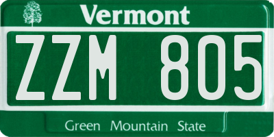 VT license plate ZZM805