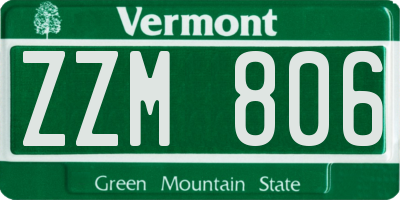 VT license plate ZZM806