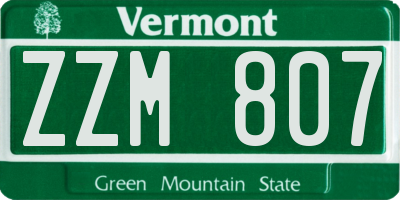 VT license plate ZZM807