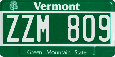 VT license plate ZZM809